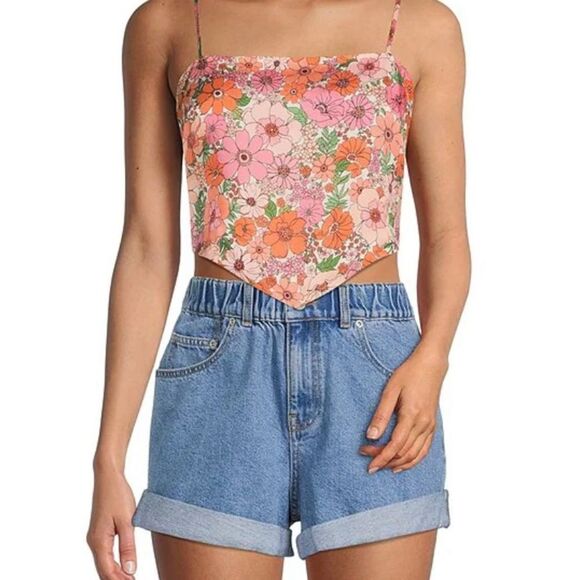 Floral Cathy Square Neck Sleeveless Back Detail Scarf Top - Picture 3 of 3